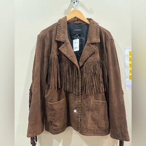 Suede Fringe Brown Leather Jacket